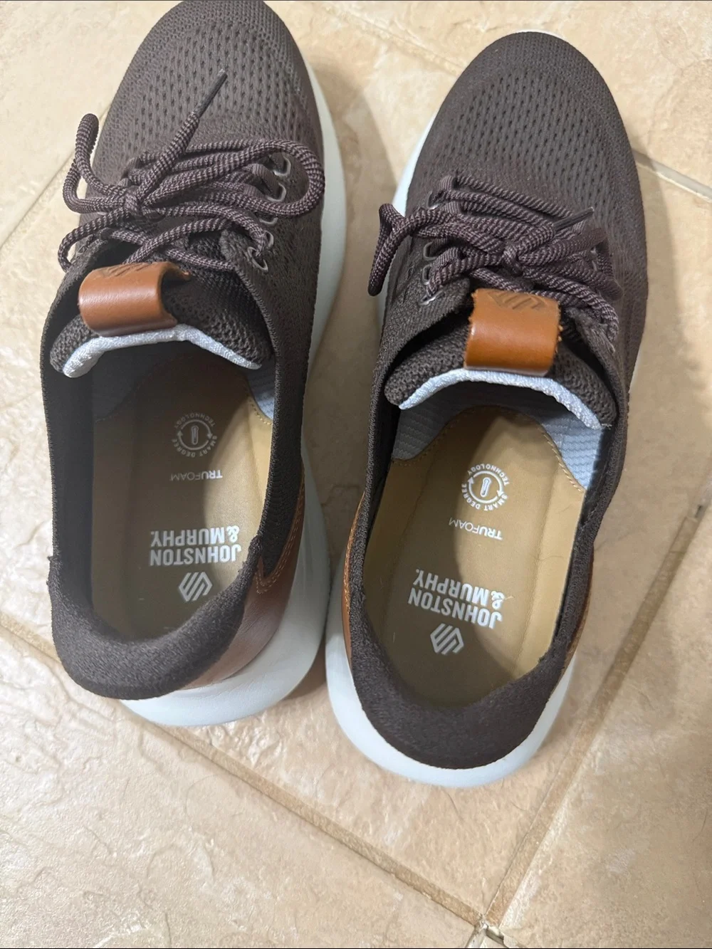 Johnston & Murphy Men’s Dark Brown Knit Sneaker with White Sole
